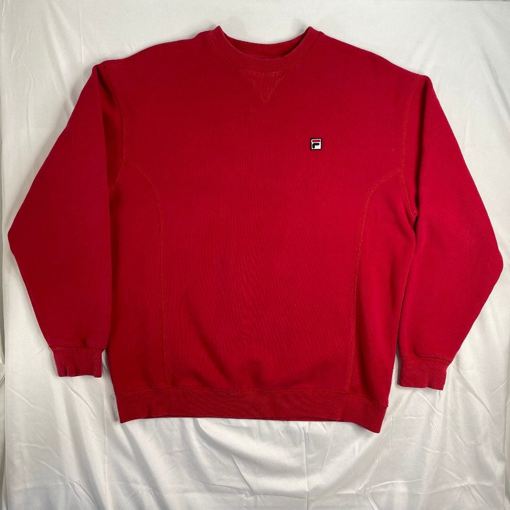 Fila Crew Neck Sweater Men's Size Small S Red Pullover Long Sleeve